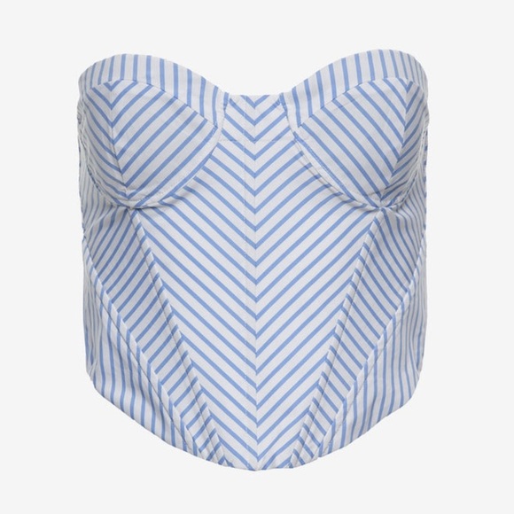SER.O.YA Melanie Corset Top Light Blue Stripe - Picture 1 of 5